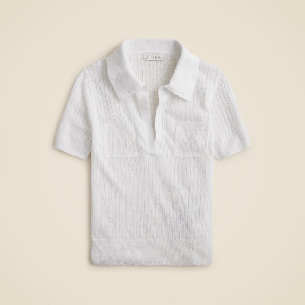 J. Crew Short-sleeve polo shirt in linen White New with Tag